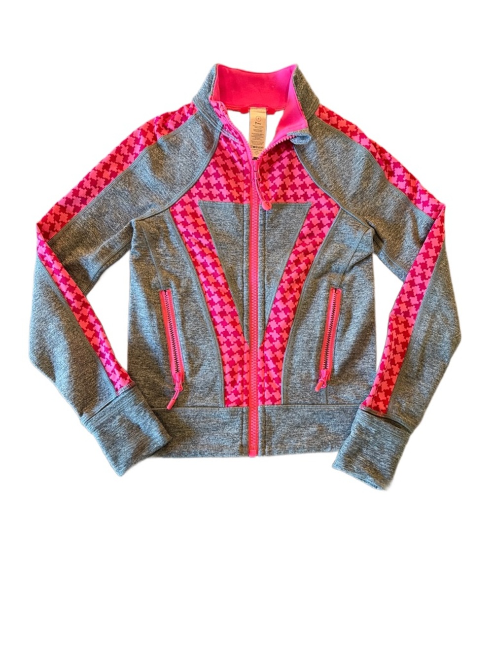 Ivivva Heather Gray Active Top with Neon Pink Trim